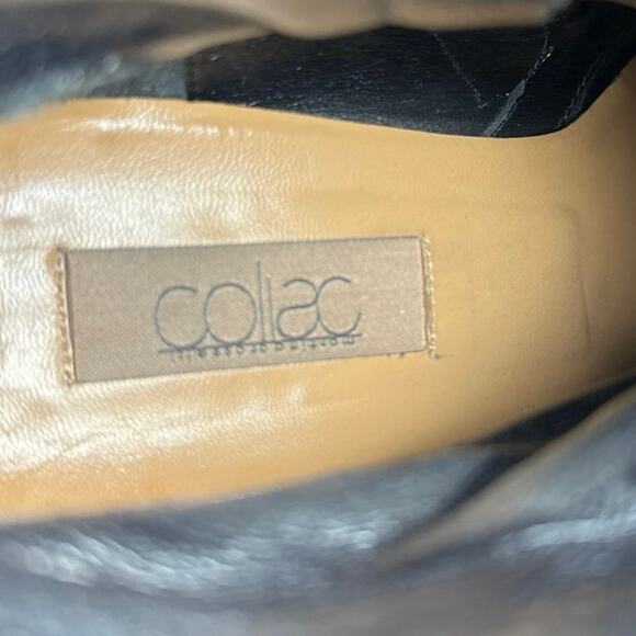 Coliac Calvin Black White Leather Snakeskin Pointed Toe Ankle Boots Sz 37 US 6.5 - Picture 9 of 9